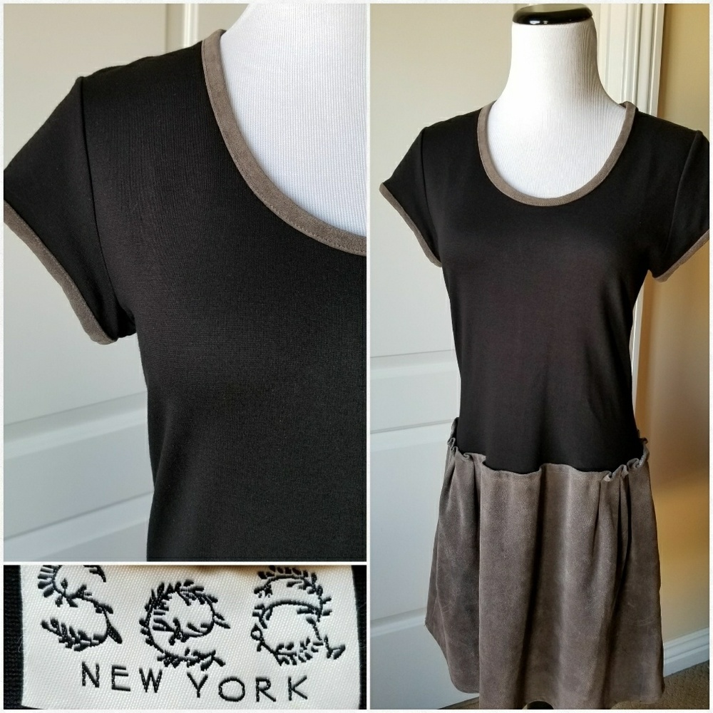 SEA New York Suede Skirt Dress Black Brown sz 8